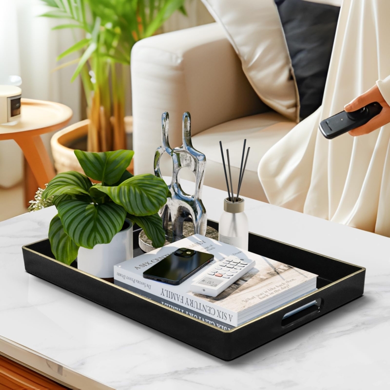Rectangular Decorative Tray with Matte Finish for Marble Table Decor