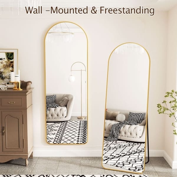 Rectangular Full-Length Floor Mirror, Slim Metal Frame, Matte Finish