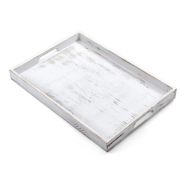 Rectangular Serving Tray: Coastal Style Wood with Exposed Grain
