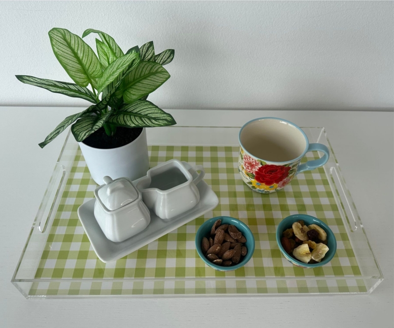 Rectangular Tray with Warm Honey Finish and Integrated Side Handles