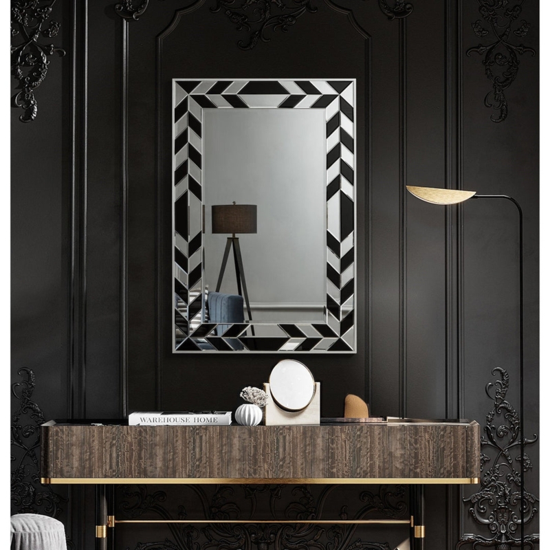 Rectangular Wall Mirror White Thick Textured Frame Modern Coastal