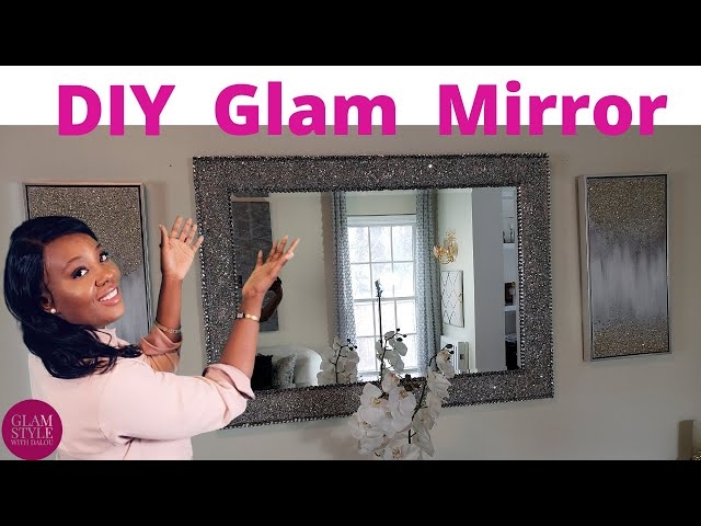 Rectangular Wall Mirror Wide Crushed Glass Texture Frame