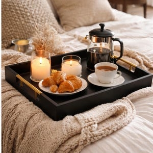 Rectangular Wood Tray with Raised Sides for Modern Farmhouse Styling