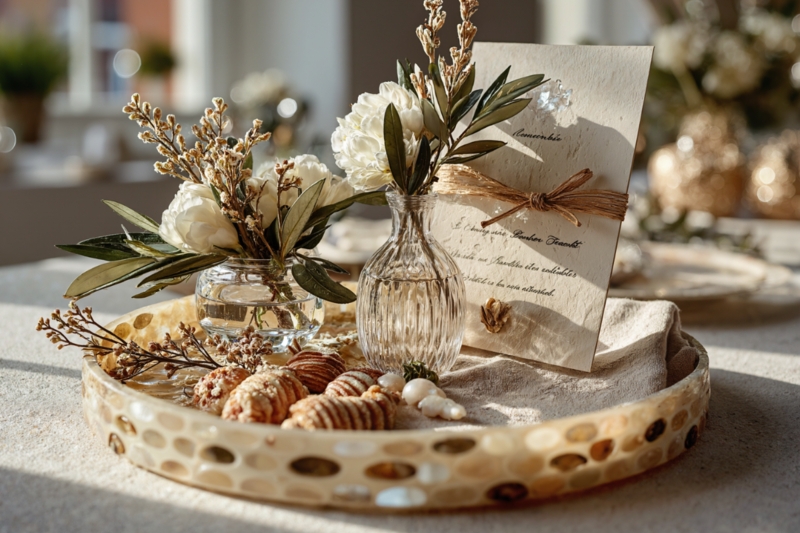 Rectangular Woven Seagrass Decorative Tray with Built-In Handles.