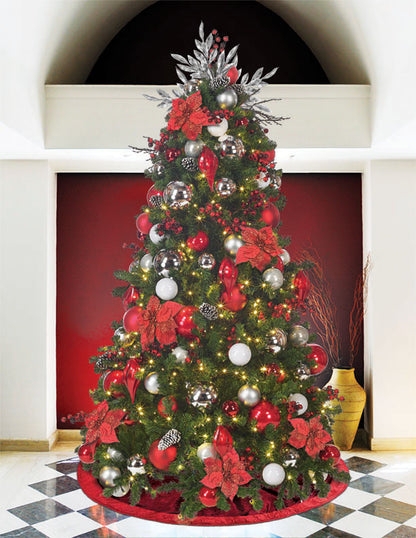 Red And Silver Ornament Package, Elegant Mixed Finish Tree Decor Set