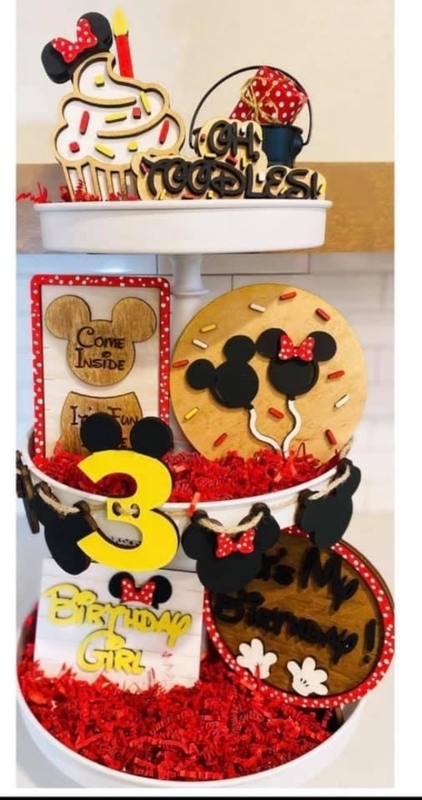 Red, Black, and White Mickey Mouse Theme Decorative Accent Set