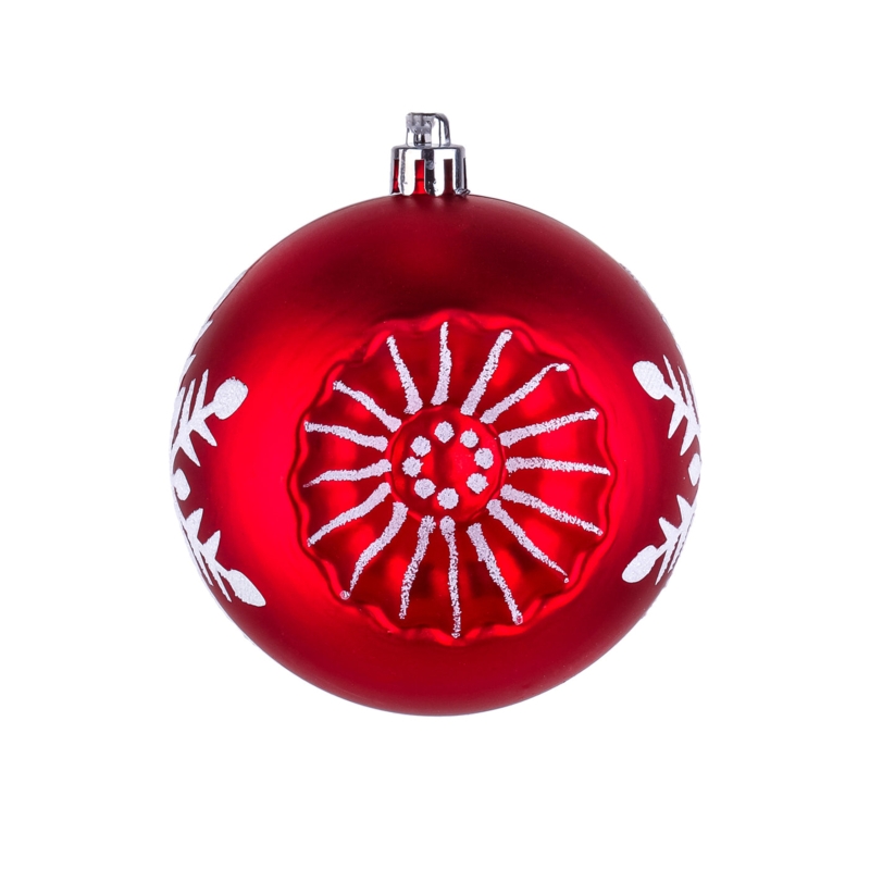 Red Snowflake Ornaments 6 Piece Set, Matte Finish Shatterproof Decor