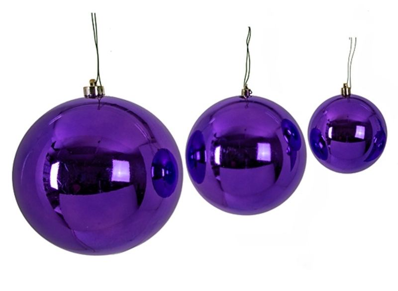Reflective Purple Christmas Ornaments, Glossy Ball Set