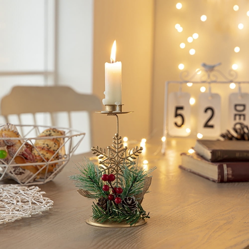 Reindeer And Snowflake Candle Holders: Black Metal Silhouettes
