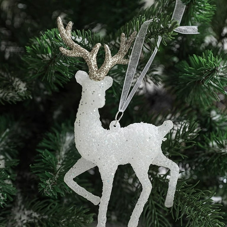 Reindeer Ornament Champagne Gold Glitter Sweeping Antlers Glam Decor