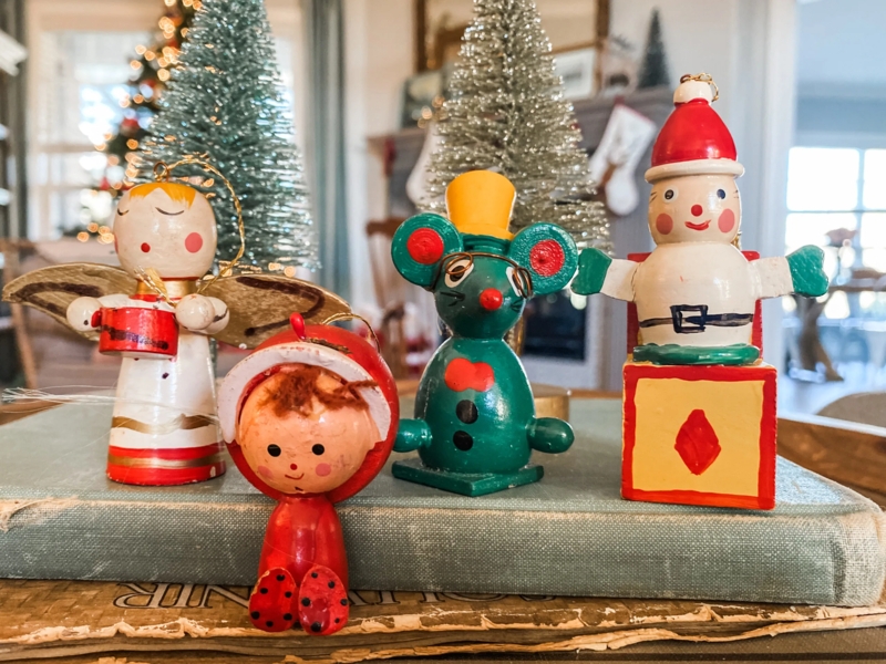Retro Indent Ornaments in Colorful Mercury Glass with Glitter Details