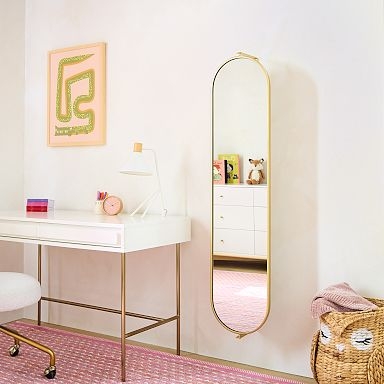 Revolving Full Length Floor Mirror, Integrated Cork Pinboard