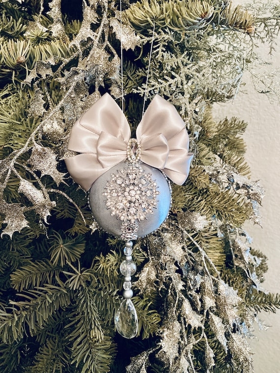 Rhinestone Encrusted Christmas Ornament, Sparkling Crystal