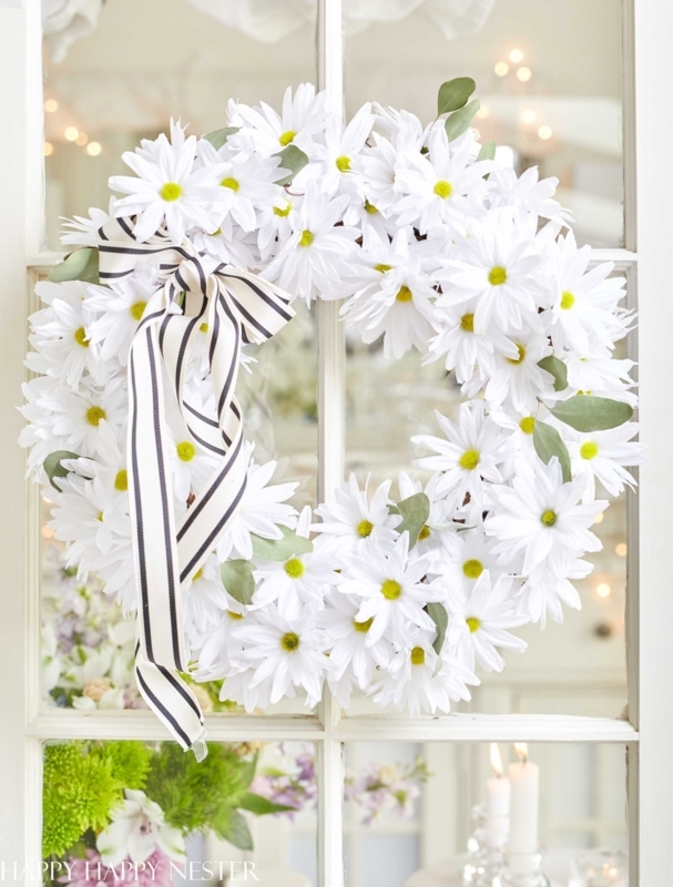 Ribbon Hanger Wreath, Spring Floral Front Door Decor