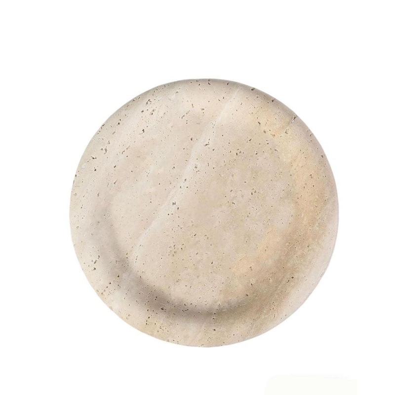 Round Decorative Tray Marble Grey Veining Raised Rim Minimalist