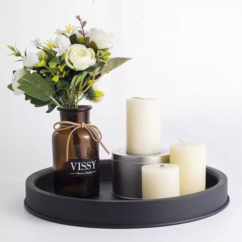 Round Matte Decorative Tray for Modern Farmhouse Tray Styling