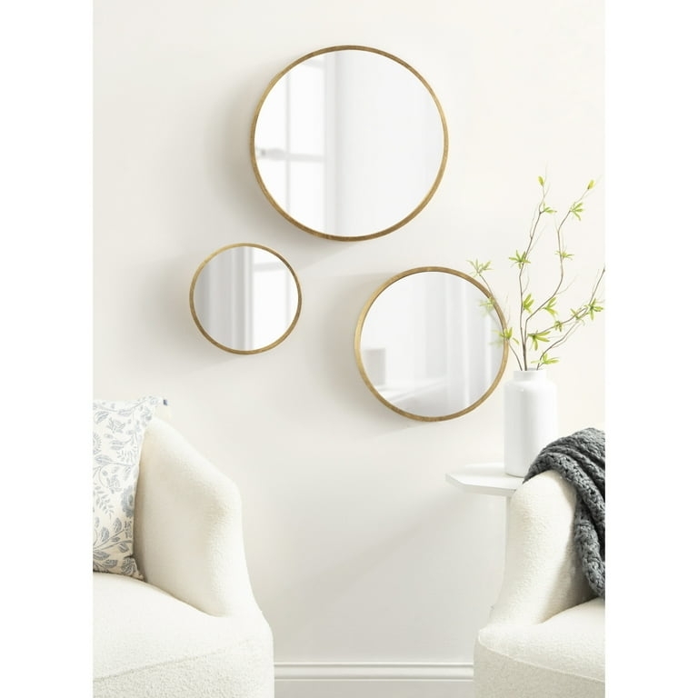 Round Wall Mirror Set: Polished Finish Varying Size Gallery Trio