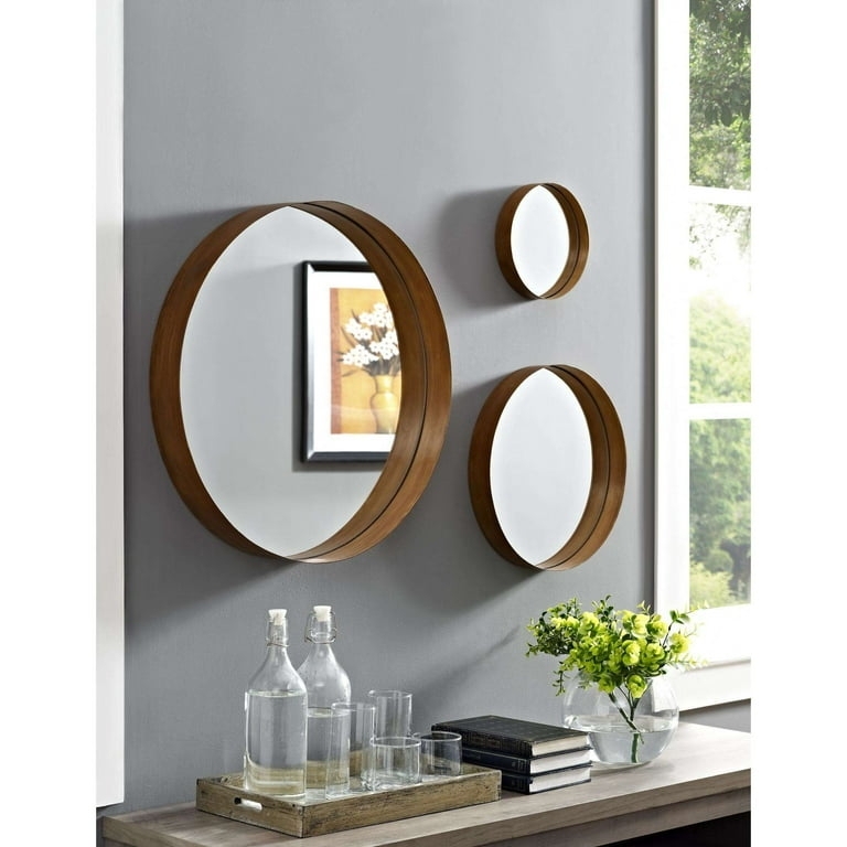 Round Wall Mirror Set: Slim Profile Matte Metal Trio