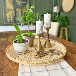 Round Woven Trays with Open Lattice Sides Nested Set