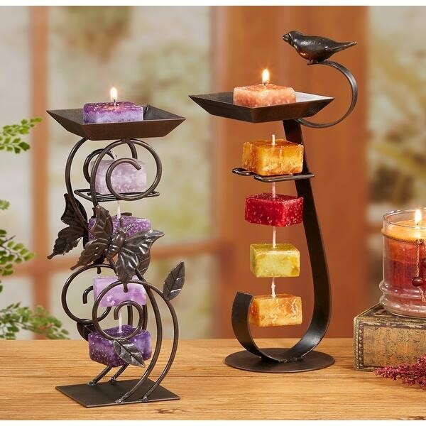 Rustic Butterfly Rope Candle Holders, Dark Brown Woven Texture Set