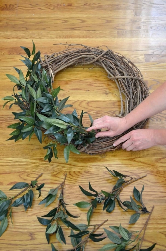 Rustic Farmhouse Faux Greenery Wreath on Grapevine Base