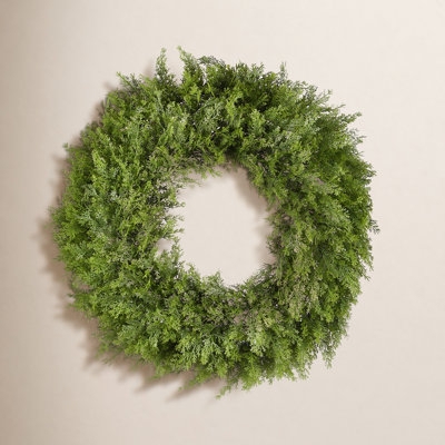Rustic Farmhouse Holiday Wreath with Realistic Faux Arborvitae Foliage