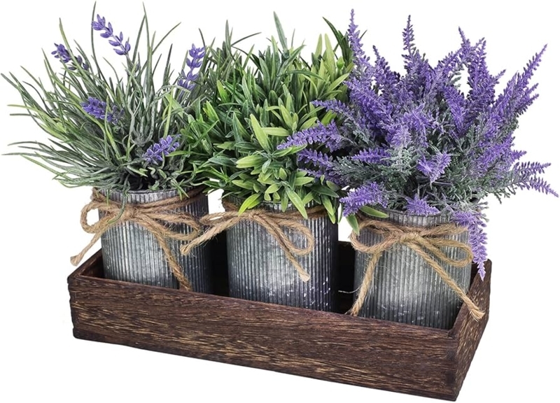 Rustic Farmhouse Tabletop Centerpiece With Galvanized Metal Pots