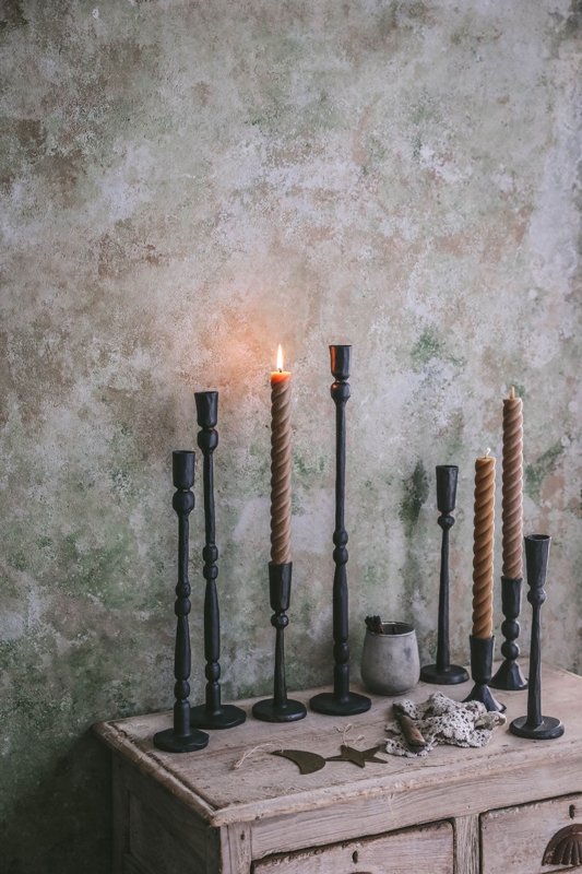 Rustic Hand Forged Iron Candlestick Set: Hammered Tripod Base Trio