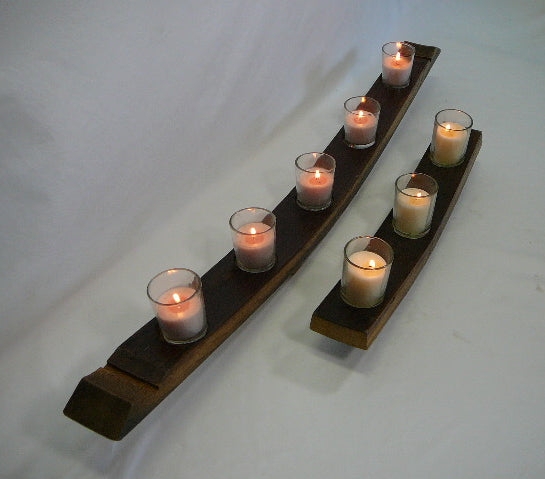Rustic Valley Style Wine Barrel Stave Votive & Tea Light Candle Holders