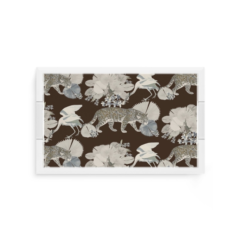 Safari Chic Acrylic Tray Chocolatte Brown Leopard Print (62 characters)