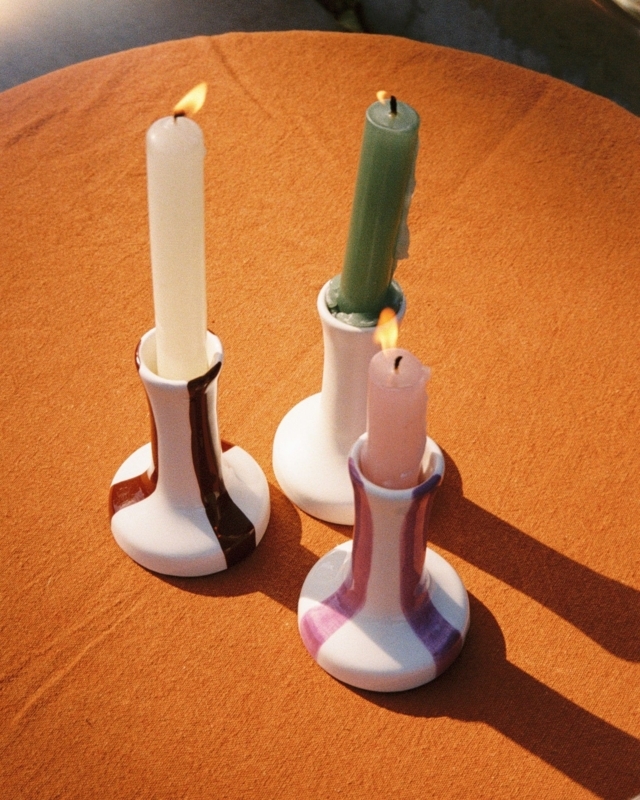 Sculptural Candelabra for Taper Candles, Modern Serpentine Wavy Form