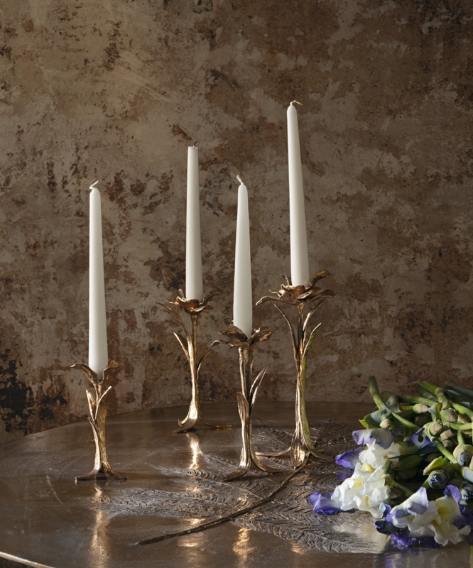Sculptural Candle Holder in Organic Iris Floral Design