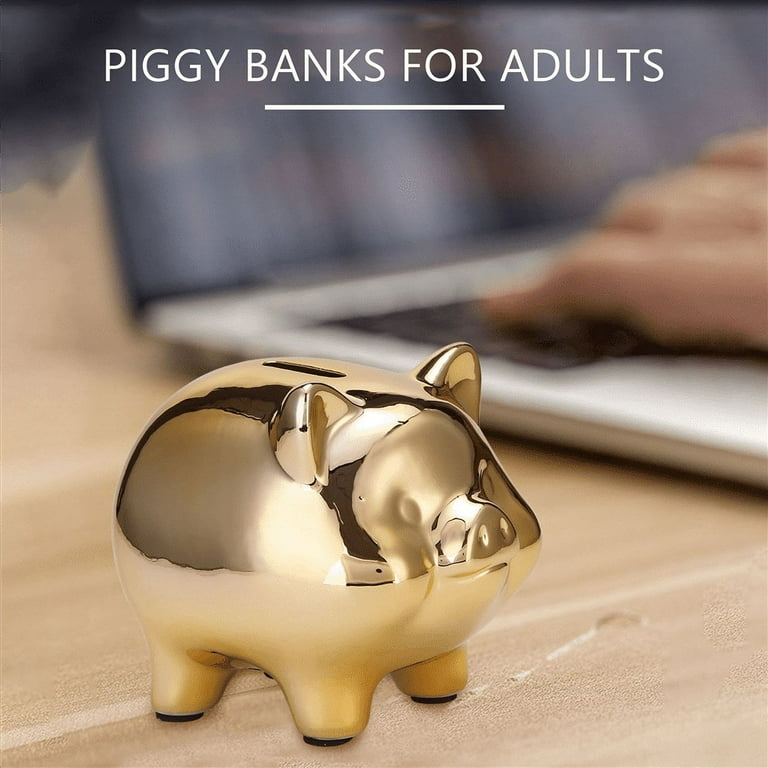 Sculptural Gold Piggy Bank Decor Abstract Animal Form