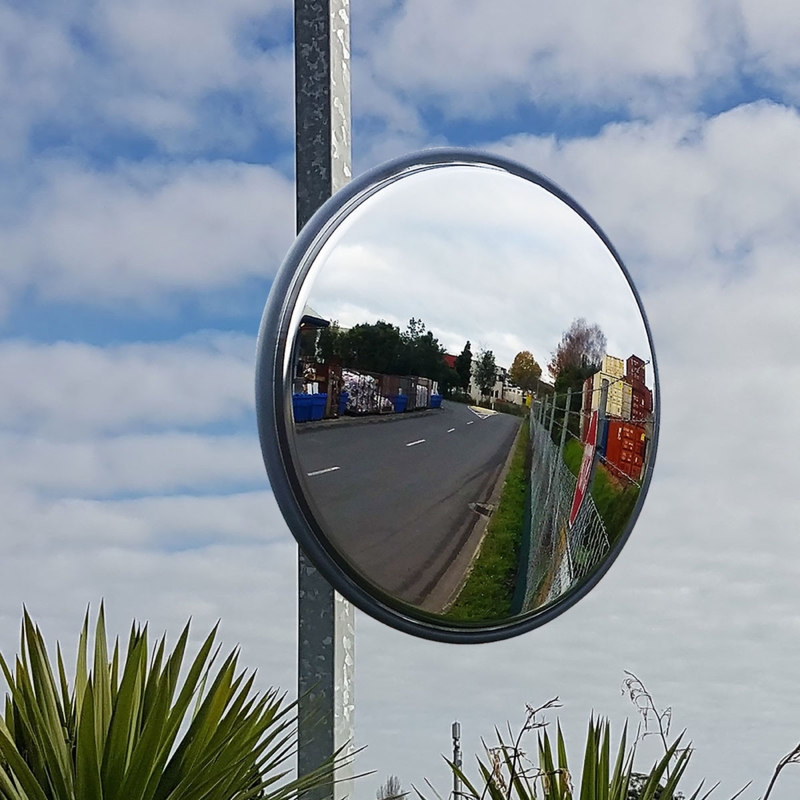 Security Mirror Convex Surface, High Visibility Orange Rim