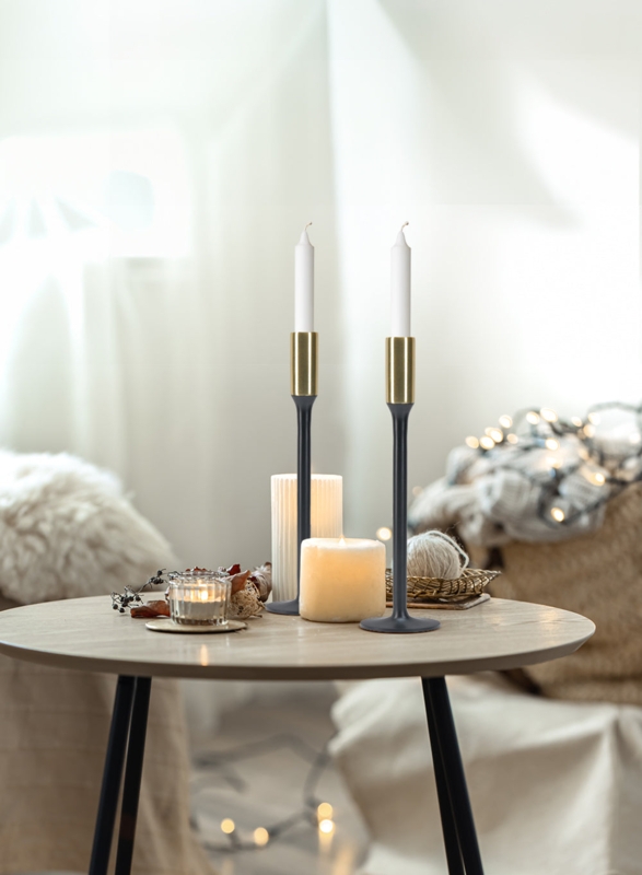 Serene Spaces Living 13" Dual-Tone Taper Candlestick Holder, Modern, Single
