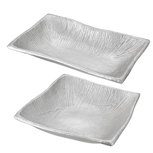 Serving Tray Cast Aluminum with Pitted Texture in Nickel Finish