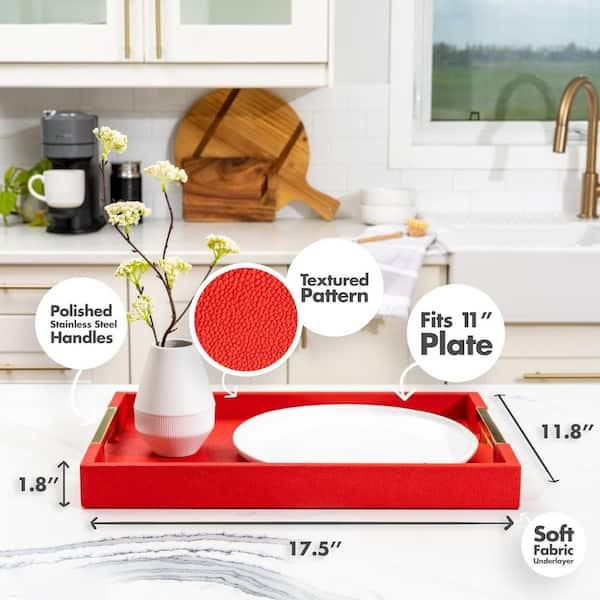 Serving Tray, Crimson Crocodile Pattern with High-Shine Glossy Finish