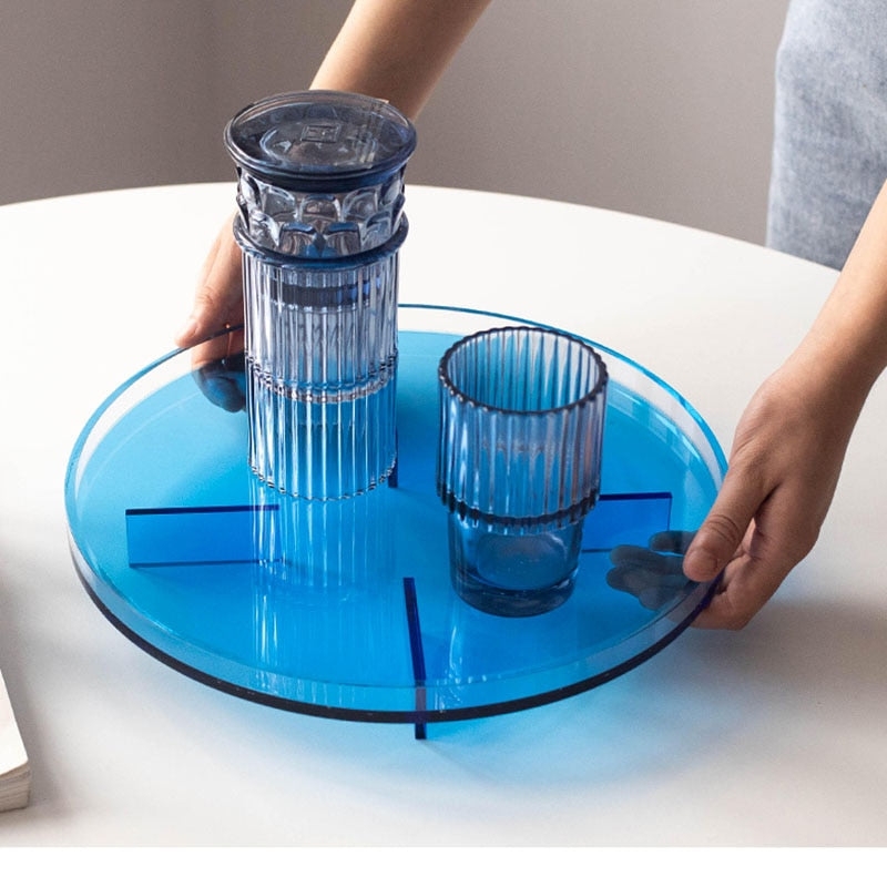 Serving Tray Dichroic Finish Acrylic Color Shifting Iridescent Modern
