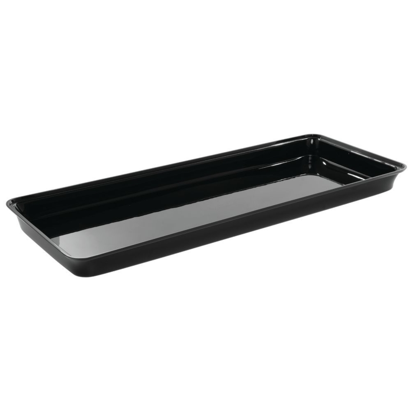 Serving Tray Elongated Silhouette Glossy Black Low Profile Platter