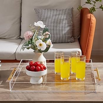 Serving Tray Extra Large Acrylic with Gold Handles