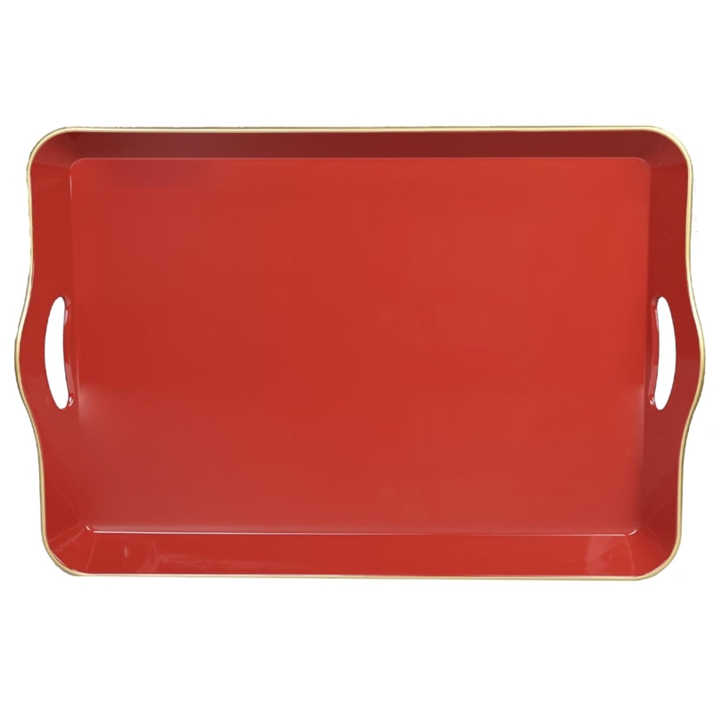 Serving Tray, Glossy Red Finish featuring Embossed Alligator Texture