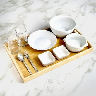 Serving Tray Integrated Circular Handles Bamboo Toned Round Tray