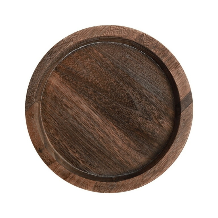 Serving Tray, Integrated Handle Slot, Dark Walnut Finish Modern Platter