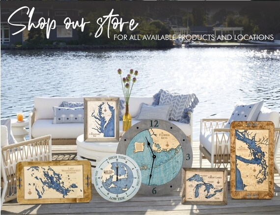 Serving Tray Laser Cut Nautical Map Wood Toned Coastal Style Accents