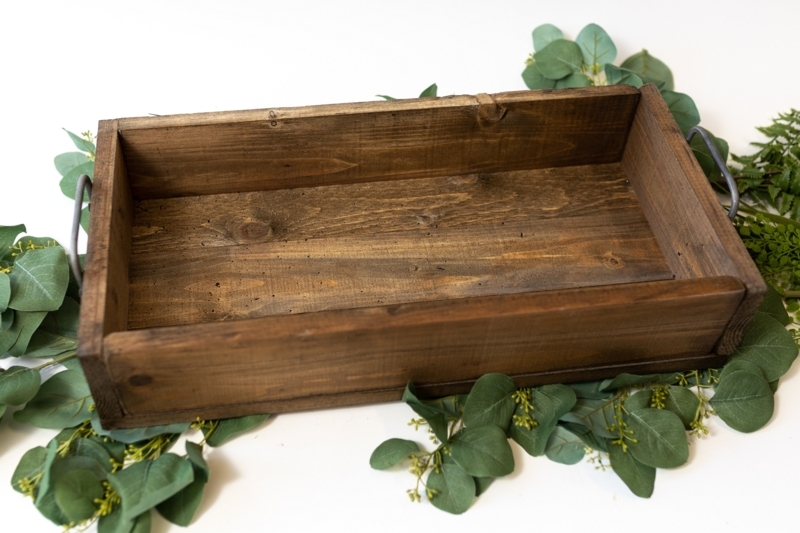 Serving Tray Low Profile Mitered Corners Natural Wood