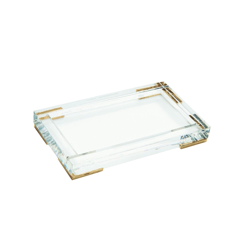Serving Tray Lucite Rectangular with Integrated Handles