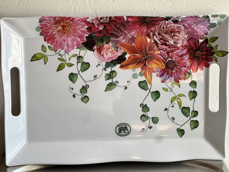 Serving Tray made of Melamine Material with Vibrant Botanical Print