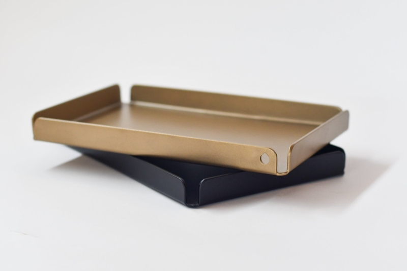 Serving Tray Modern Matte Black Metal Geometric Cutouts Minimalist