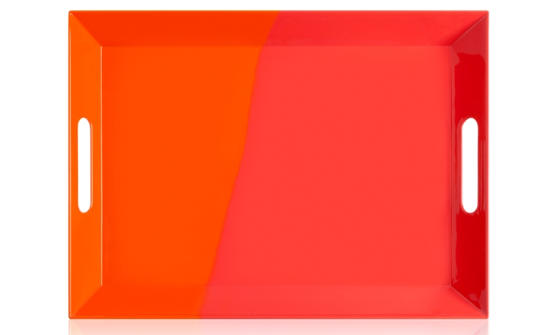 Serving Tray, Modern Two-Tone Design featuring Orange and Salmon Block