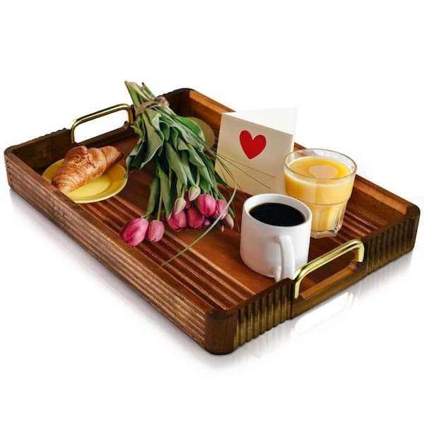 Serving Tray Natural Wood Grain Rectangular Rustic Wood Coffee Table